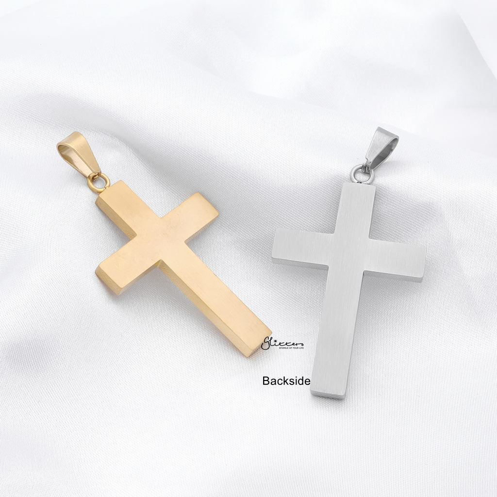 Stainless Steel Hammered Cross Pendant - Gold-Pendants-6-Glitters