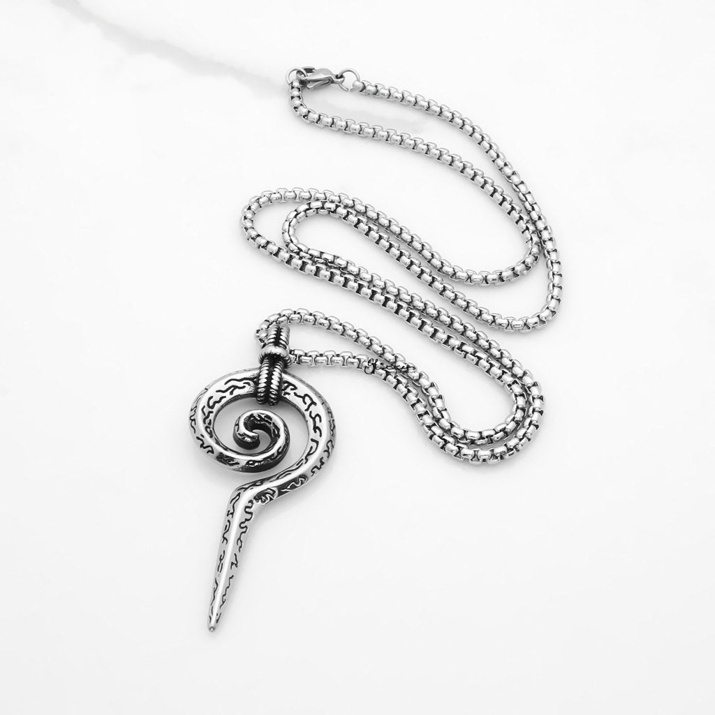 Stainless Steel Snake Scepter Pendant-Pendants-4-Glitters