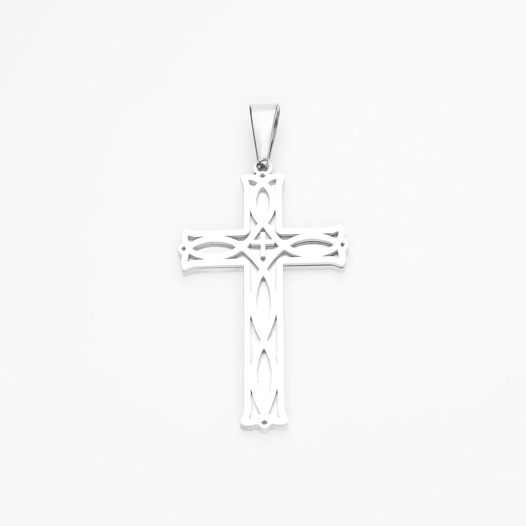 Stainless Steel Celtic Cross Irish Knot Pendant - Silver-Pendants-1-Glitters