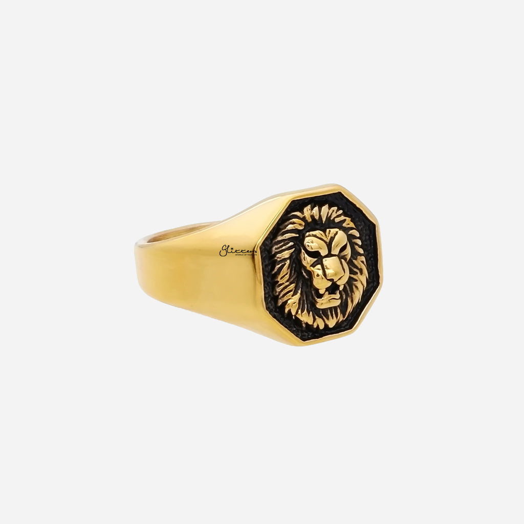 Stainless Steel Lion Ring - Gold-Stainless Steel Rings-2-Glitters