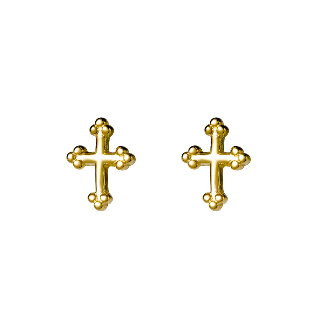 Gothic Cross Stud Earrings - Gold-Stud Earrings-1-Glitters