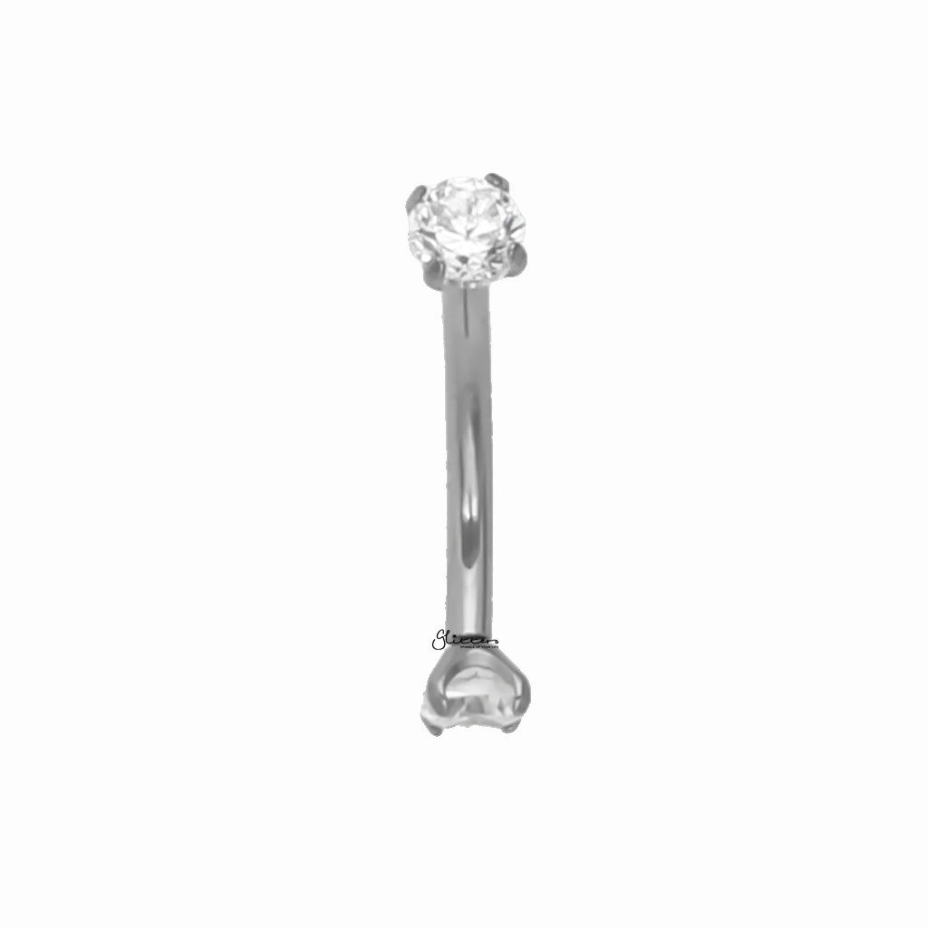 Titanium Curved Barbells with Internally Threaded CZ Top-Eyebrow-3-Glitters