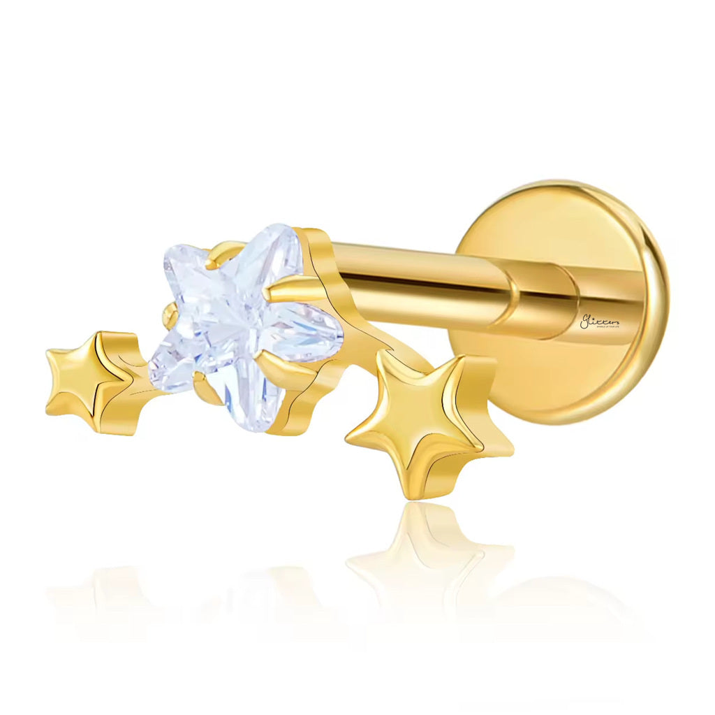 Triple Star Cluster Titanium Flat Back Stud Earring