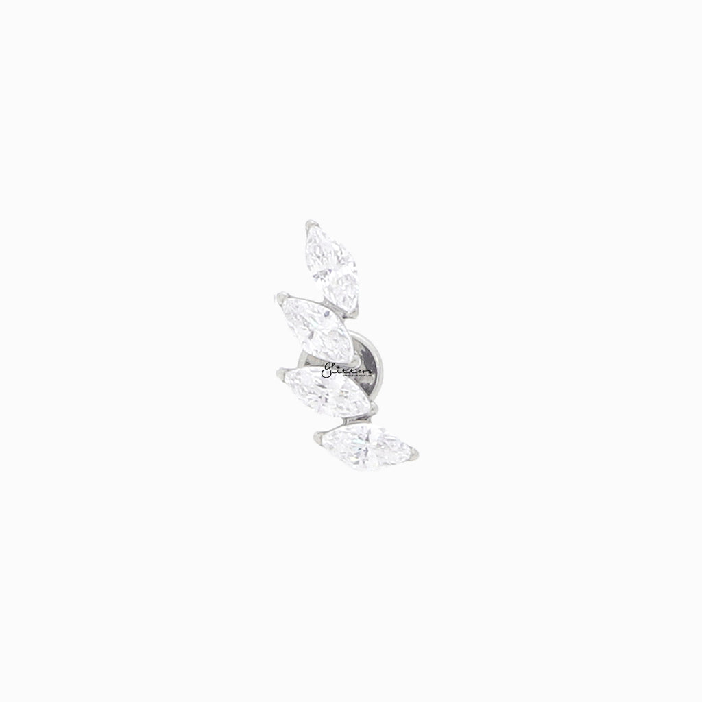 5 Marquise CZ Vine Top Titanium Flat Back Stud-Tragus | Cartilage | Daith | Conch-3-Glitters