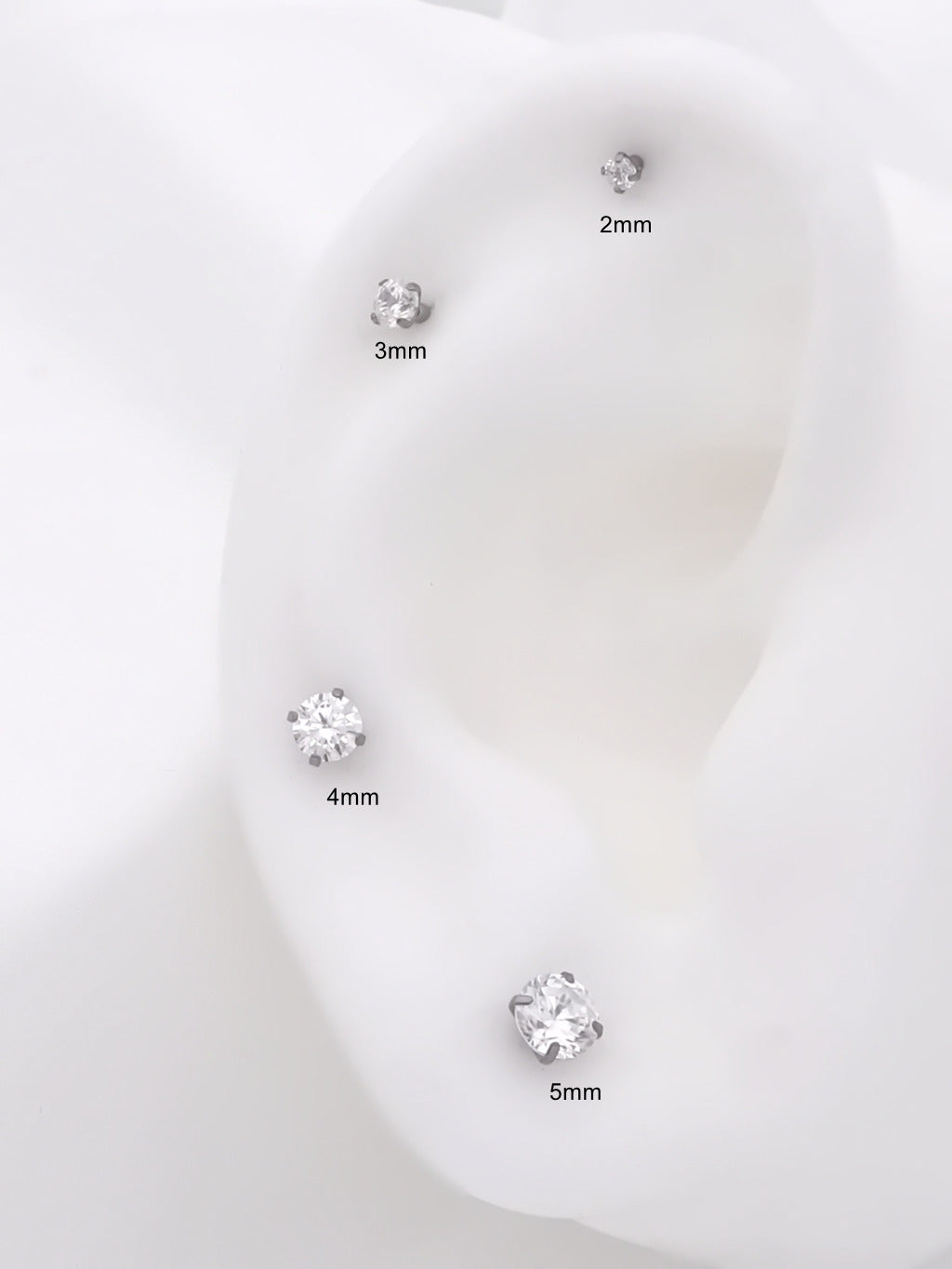 Round CZ Top Internally Threaded Titanium Flat Back Stud Earrings-Tragus | Cartilage | Daith | Conch-6-Glitters