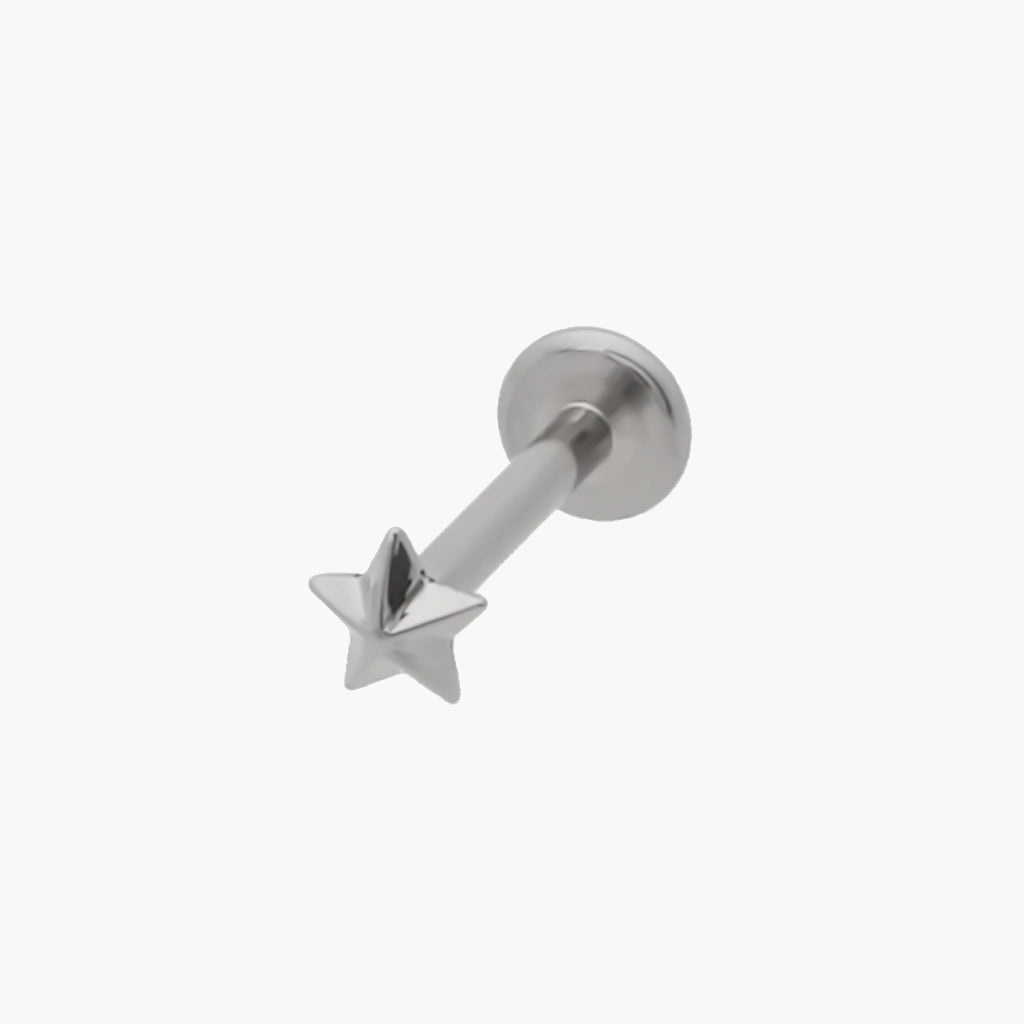 Star Top Titanium Flat Back Stud Earrings-Tragus | Cartilage | Daith | Conch-1-Glitters