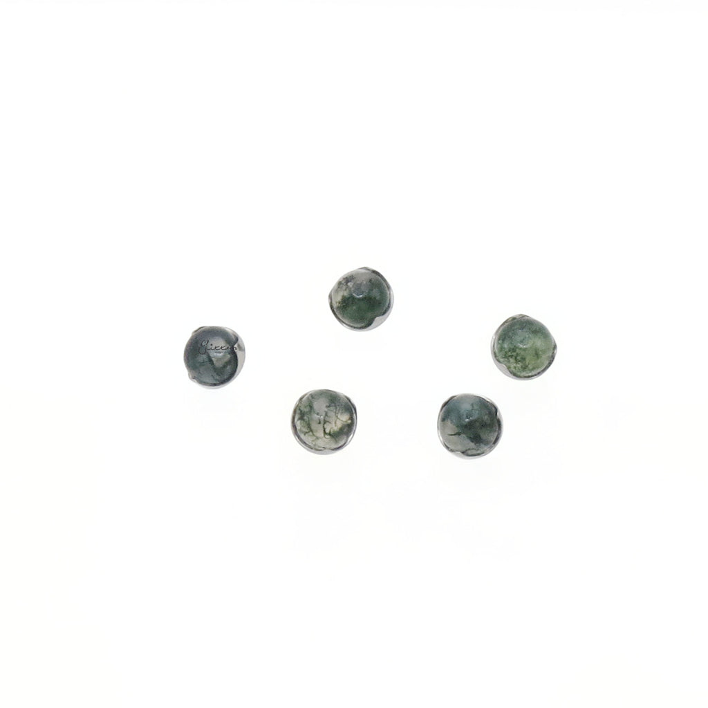 Natural Moss Agate Top Titanium Flat Back Stud Earring-Tragus | Cartilage | Daith | Conch-5-Glitters