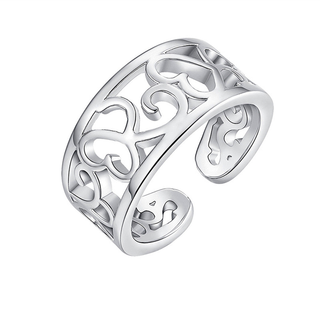 Hollow Hearts Pattern Band Toe Ring - Silver-Toe Ring-1-Glitters