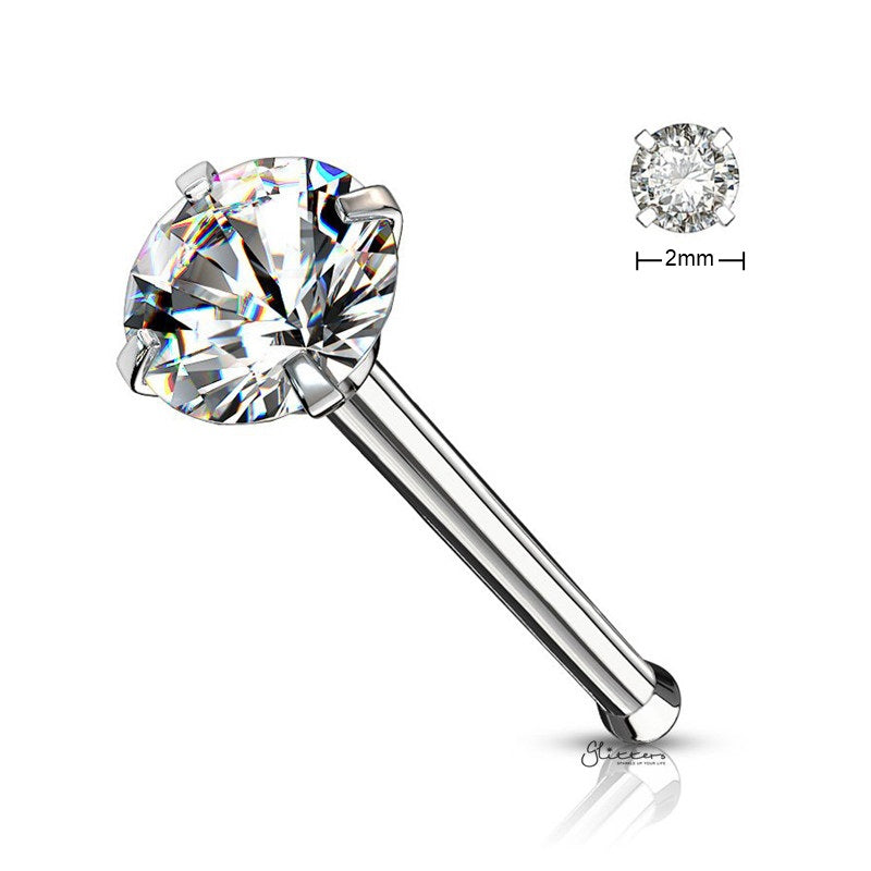 Round C.Z Nose Pin Stud-Body Piercing Jewellery, Cubic Zirconia, L Bend, Nose Piercing Jewellery, nose pin, Nose Studs-2mmCZNosepinStuds_New-Glitters