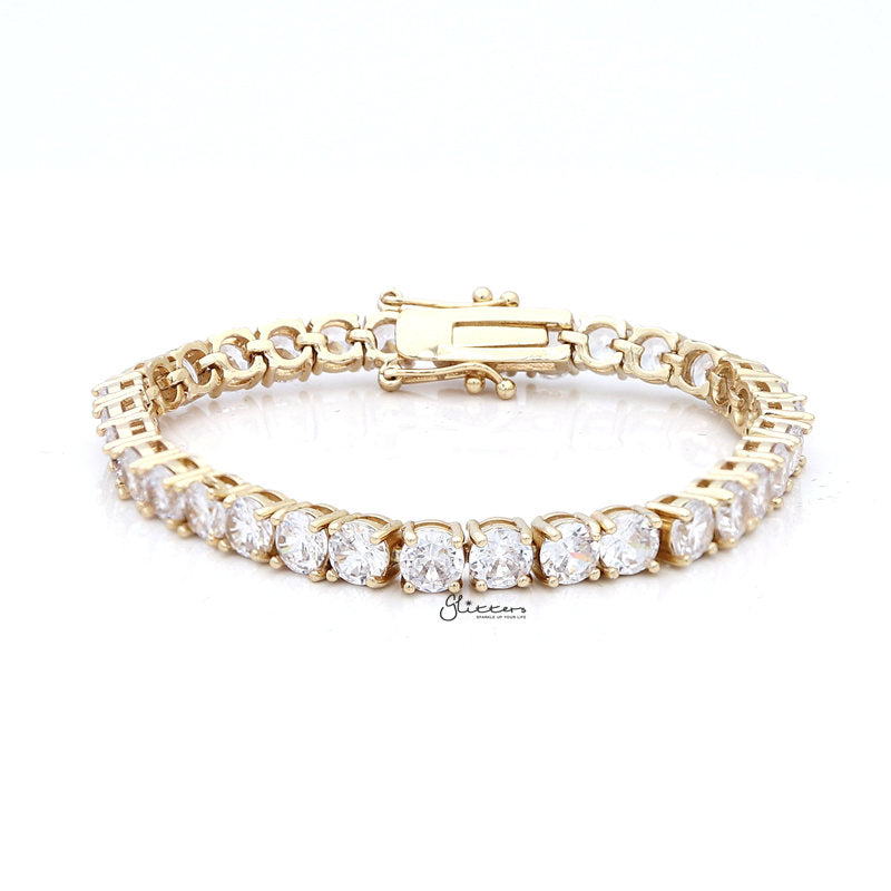 5mm CZ Paved Tennis Bracelet - Gold-Bracelets, Hip Hop, Hip Hop Bracelets, Iced Out, Jewellery, Women's Bracelet, Women's Jewellery-BCL0191-G1_800-Glitters