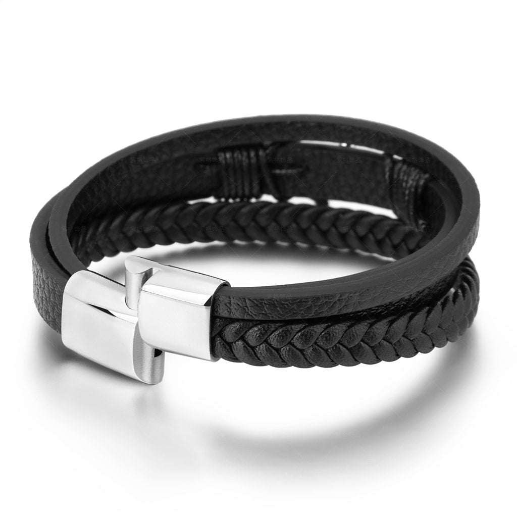 Anchor Multilayer Leather Bracelet-Bracelets, Jewellery, leather bracelet, Men's Bracelet, Men's Jewellery, Stainless Steel-Bcl0205-3-Glitters