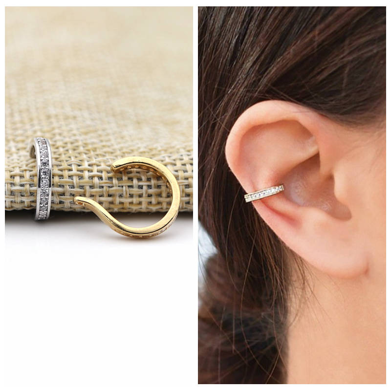 One Line C.Z Ear Cuffs - Non Piercing Ear Cuffs-Body Piercing Jewellery, Cubic Zirconia, Ear Cuffs, earrings, Jewellery, Women's Earrings, Women's Jewellery-EC0087-M_600-Glitters