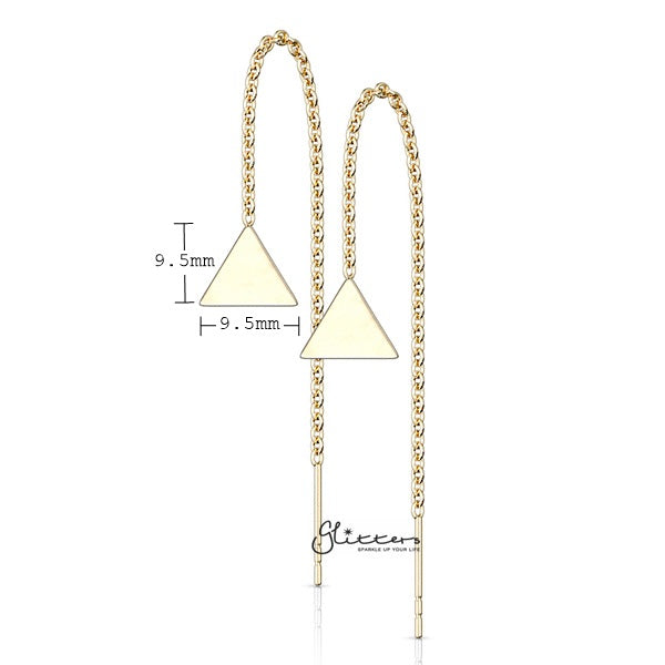 Stainless Steel Free Falling Chain Earrings with Solid Triangle - Gold-Chain Earring, Earrings, Jewellery, Stainless Steel, Women's Earrings, Women's Jewellery-ER1451_G_New-Glitters