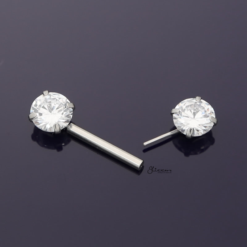 Round CZ Ends Push in Nipple Barbell - Clear-Body Piercing Jewellery, Cubic Zirconia, Nipple Barbell-NB0025-C1_800_89c38f5d-9409-41ff-a881-33587a2ae2c7-Glitters