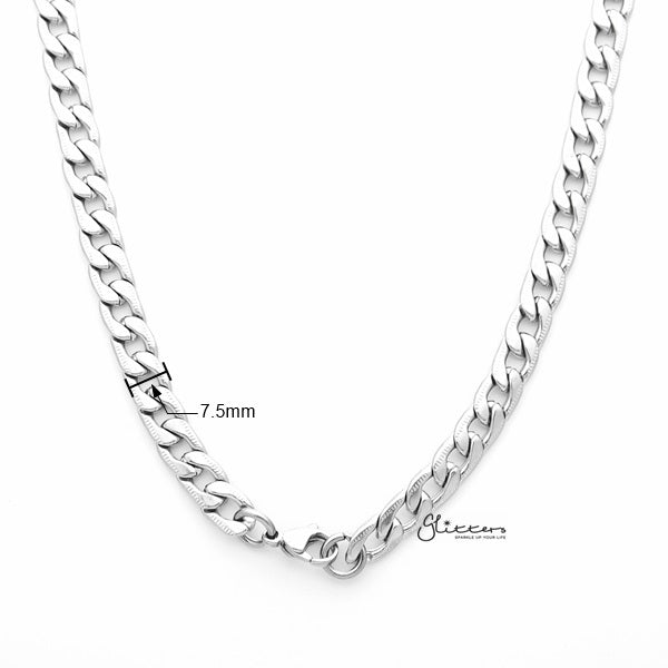 Stainless Steel Pattern Link Chain Men's Necklaces - 7.5mm width | 61cm length-Chain Necklaces, Jewellery, Men's Chain, Men's Jewellery, Men's Necklace, Necklaces, Stainless Steel, Stainless Steel Chain-SC0047-02_New-Glitters