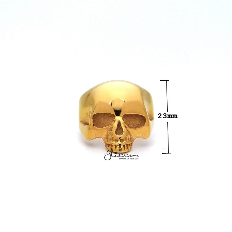 18K Gold I.P Stainless Steel Classic Skull Head Casting Men's Ring-Jewellery, Men's Jewellery, Men's Rings, Rings, Stainless Steel, Stainless Steel Rings-SR0203_02_800_New-Glitters