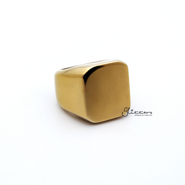 Stainless Steel High Polished Square Shape Men's Rings - Gold-Jewellery, Men's Jewellery, Men's Rings, Rings, Stainless Steel, Stainless Steel Rings-SR0252_03-Glitters