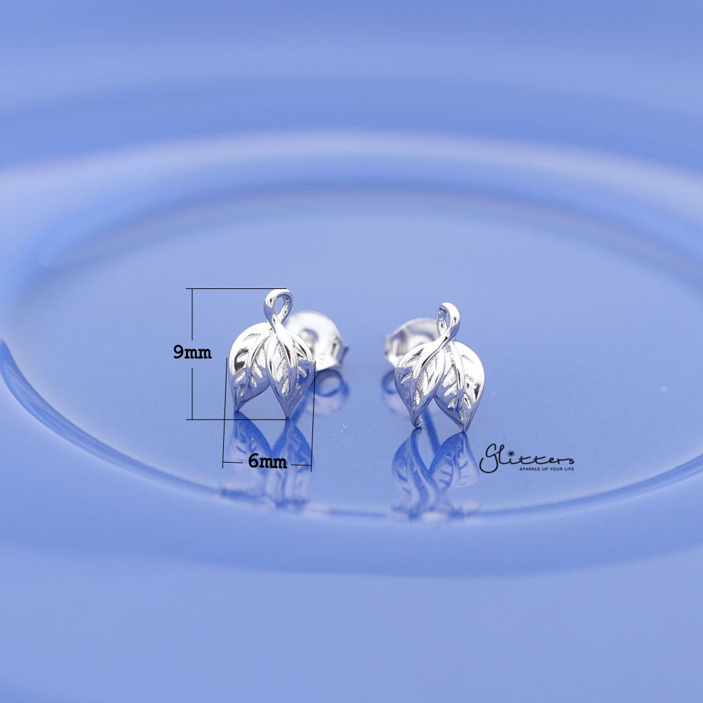 Sterling Silver Leaves Women's Stud Earrings-earrings, Jewellery, Stud Earrings, Women's Earrings, Women's Jewellery-SSE0257_02_New-Glitters