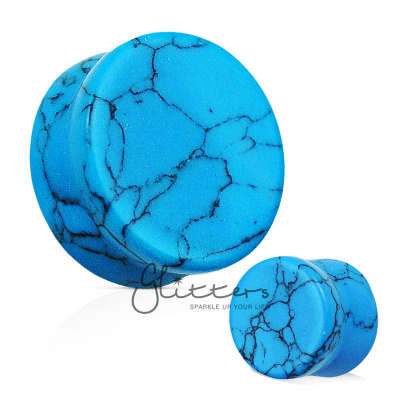 Turquoise Semi Precious Stone Solid Saddle Fit Tunnel Plugs-Body Piercing Jewellery, Plug, Tunnel-TL0039-1-Glitters