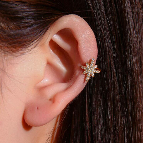 Star Ear Cuffs with C.Z Paved - Non Piercing Ear Cuffs-Body Piercing Jewellery, Cubic Zirconia, Ear Cuffs, earrings, Jewellery, Women's Earrings, Women's Jewellery-ec0081-m_600-Glitters