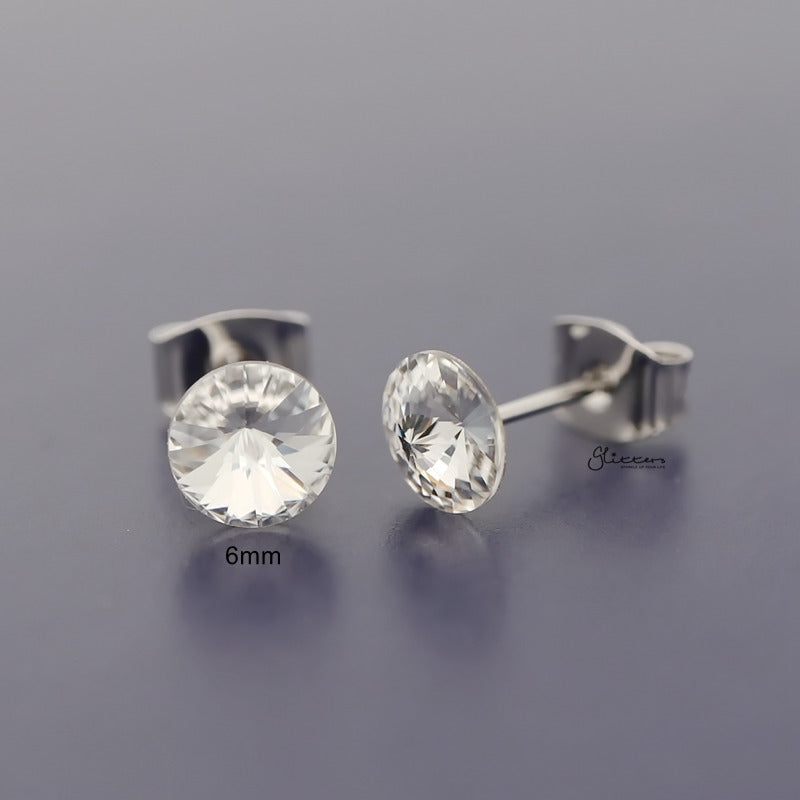 Round Crystal Stud Earrings - Clear-Crystal, earrings, Jewellery, Stud Earrings, Women's Earrings, Women's Jewellery-er0590-c_800-Glitters