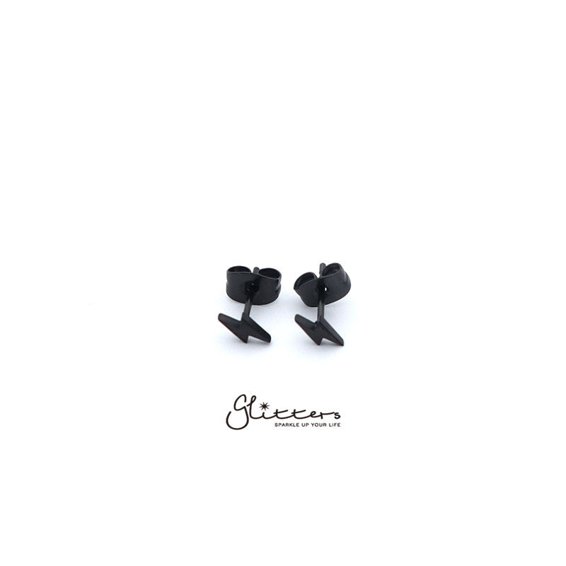 Stainless Steel Lightning Stud Earrings-Silver | Gold | Black-earrings, Jewellery, Men's Earrings, Men's Jewellery, Stainless Steel, Stud Earrings, Women's Earrings-er1437-2-Glitters