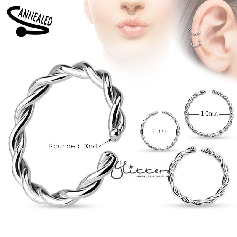 Braided Surgical Steel Annealed and Rounded Ends Nose Rings-Body Piercing Jewellery, Nose Piercing Jewellery, Nose Ring, Tragus, Women's Earrings-ns0076_New_aa88bf35-a49b-4c06-9c99-7e2ae6f9b4f3-Glitters