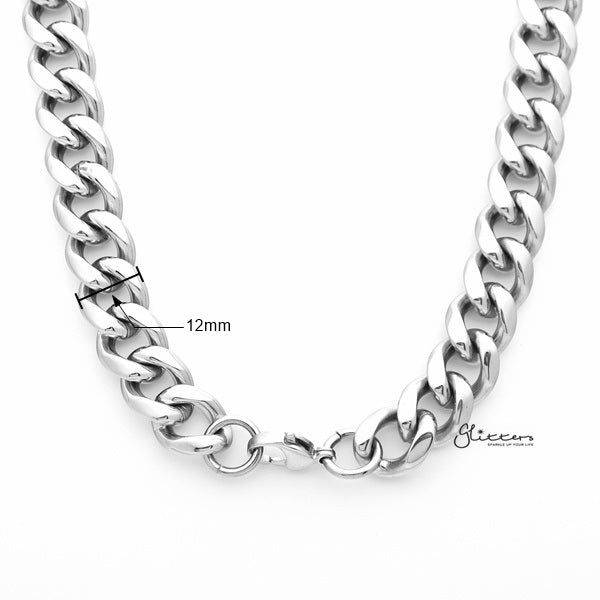 Stainless Steel Miami Cuban Curb Chain Men's Necklaces - 12mm width | 61cm length-Chain Necklaces, Jewellery, Men's Chain, Men's Jewellery, Men's Necklace, Miami Cuban Curb Chain, Necklaces, Stainless Steel, Stainless Steel Chain-sc0063-02_New-Glitters