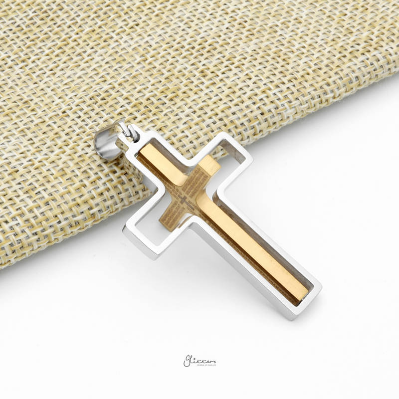 Stainless Steel Rotatable Cross Pendant - Gold-Jewellery, Men's Jewellery, Men's Necklace, Necklaces, Pendants, Stainless Steel, Stainless Steel Pendant, Women's Jewellery, Women's Necklace-sp0290-G2_800-Glitters