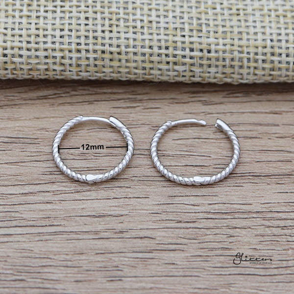 925 Sterling Silver Twist Rope One-Touch Hoop Earrings-Daith, earrings, Hoop Earrings, Jewellery, Tragus, Women's Earrings, Women's Jewellery-sse0358-ls_600_New-Glitters