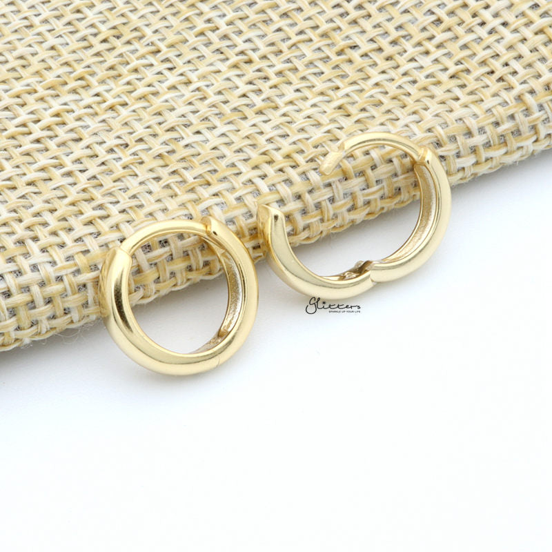 Sterling Silver 3mm One-Touch Huggie Hoop Earrings - Gold-earrings, Hoop Earrings, Jewellery, Men's Earrings, Men's Jewellery, Women's Earrings, Women's Jewellery-sse0421-g3_1-Glitters