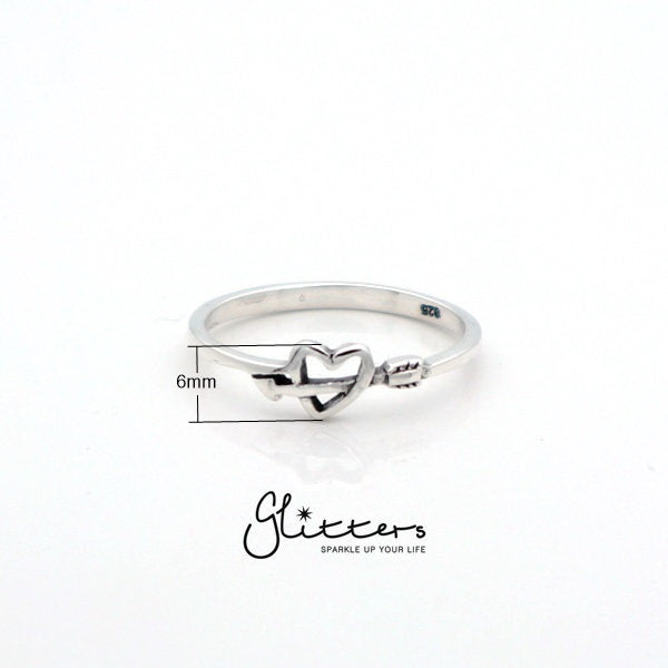 Sterling Silver Heart and Arrow Women's Rings-Jewellery, Rings, Sterling Silver Rings, Women's Jewellery, Women's Rings-ssr0027-2_New-Glitters