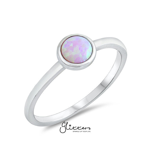 Sterling Silver Pink Circle Opal Women's Rings-Jewellery, Rings, Sterling Silver Rings, Women's Jewellery, Women's Rings-ssr0030-1-Glitters