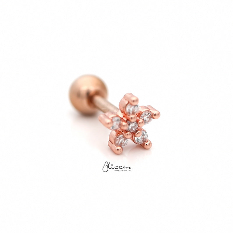 CZ Flower Cartilage Tragus Piercing Earring - Rose Gold-Body Piercing Jewellery, Cartilage, Cubic Zirconia, earrings, Jewellery, Tragus, Women's Earrings, Women's Jewellery-tg0026-rg4_800-Glitters